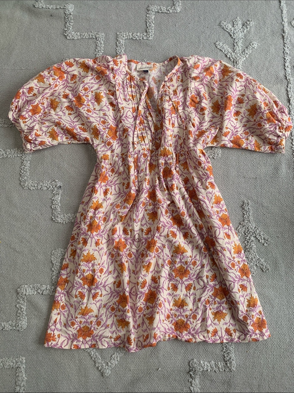 Universal Thread Cream Dress with Orange & Pink Floral Print